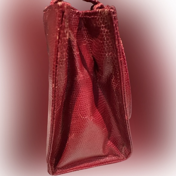 VTG ULTA SMALL FAUX Snake BAG PURSE Red Black mini clutchwallet embossed leather - Picture 7 of 7